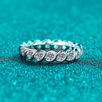 S925 Silver Full Moissanite Threaded Ring for Women-1.7 carat pure Mozambique  No. 19