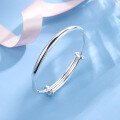 wholesale 999 solid silver polished round rod push-pull solid bracelet, women's fashionable holiday gift wholesale-0-0