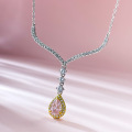 wholesale S925 Sterling Silver New Drop-shaped One-carat Pink Diamond Necklace Imported High-carbon Diamond Pendant for Women Minimalist-0-1