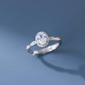 wholesale S925 Sterling Silver Fresh and Sweet Ins Style Niche Design Four-Prong Oval Diamond Ring R02694-0-0
