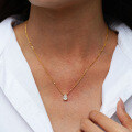 925 Sterling Silver 1ct Pear-Shaped Pendant Choker Necklace for Women-0-2