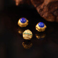 wholesale Gold-plated S925 Ancient Silver Natural Lapis Lazuli Lion Dance Zircon Barrel Bead Spacer Bead Round Bead DIY Jewelry Accessories-0-1