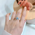 wholesale S925 Silver New High Carbon Zircon 1-Carat Oval Aquamarine 6*8 Radiant Ring by Zhuozhifan Jewelry-0-2
