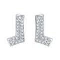 wholesale 925 Sterling Silver L Letter Zircon Ear Studs, Personalized Fashion European and American Style Pure Silver Earrings, Exquisite Elegant Accessories, High-End Feel Wholesale-0-0