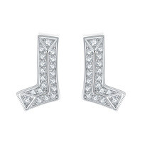 wholesale 925 Sterling Silver L Letter Zircon Ear Studs, Personalized Fashion European and American Style Pure Silver Earrings, Exquisite Elegant Accessories, High-End Feel Wholesale-Platinum 925 silver