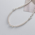 wholesale S925 Silver Sweet Princess Style High-Luster Domestic Pearl Necklace Smooth Bow Chaebol Heiress Collarbone Chain Y0152-0-3