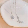 wholesale Maker S925 Sterling Silver Four-Leaf Clover Necklace, Petal Micro-Inlaid Zirconia Heart Pendant Collarbone Chain, Exquisite and Versatile-0-3