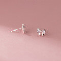 wholesale S925 Sterling Silver Diamond-Studded Bow Earrings, Korean Style Fashion Sweet and Petite Wind Niche Ear Accessories for Women M05174-0-3