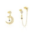 wholesale S925 Sterling Silver Cross-border European And American Star And Moon Fashion Earrings For Women, Versatile And Trendy With Zircon-0-0