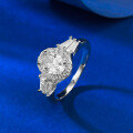 wholesale S925 Sterling Silver 5*7mm Zircon 1 Carat Oval High-end Luxury Setting Ring for Women-0-2