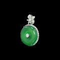 wholesale 925 Silver Gold-Plated Pendant with High-Carbon Diamond, Muzo Green Natural Chalcedony Peace Buckle, New Chinese Style Necklace for Women-0-2