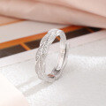 wholesale S925 Sterling Silver Niche Design Leaf Ring for Women, Versatile Matte Finish with Zirconia, Adjustable Open Shank, Same Style as Dewu-0-0