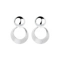 wholesale S925 Sterling Silver Hollow-Out Circle with Pendant Earrings, Autumn Winter Atmosphere, Ins Minimalist Style Design Earrings for Women-0-4