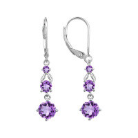 wholesale S925 Sterling Silver Inlaid with Garnet Natural Crystal Topaz Earrings, New Summer High-End Style-Natural amethyst earrings
