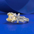 wholesale S925 Sterling Silver New 7*9mm High Carbon Diamond Yellow Gold Plated Ring Luxurious European and American Style Temu Cross-Border Model-0-2