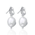 wholesale S925 Sterling Silver Geometric Irregular Pearl Earrings, Fashionable, Gentle, Elegant, Ethereal, Banquet Jewelry Accessories-0-4