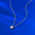 wholesale S925 Gold-Plated Classic Round Diamond-Embedded 50 White Zircon Necklace, Fashion Versatile Style-0-2