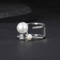 wholesale S925 Sterling Silver Natural Freshwater Pearl Adjustable Open Ring for Women, Fashionable and Elegant Gemstone Ring-0-2