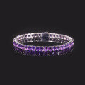wholesale S925 Sterling Silver Two-Tone Tennis Chain Jewelry with Natural Amethyst Oval Gemstone Bracelet-0-2