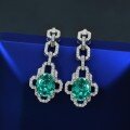 wholesale 925 Silver New 35ct Oval 9*11 Synthetic Paraiba Earrings Luxury High-end Earrings by Shipei Jewelry-0-5