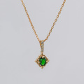 wholesale S925 Silver Plated 14K Gold French Retro Indie Style Diopside Necklace-0-5