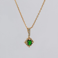 wholesale S925 Silver Plated 14K Gold French Retro Indie Style Diopside Necklace-Diopside Necklace 925 Silver