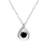 925 Silver Cross-Border Moissanite Necklace, 1 Carat Jumping Heart Pendant with Colorful Moving Waterdrop Moissanite.-1-carat black moissanite
