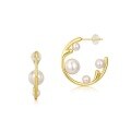 wholesale [10K Gold Plated] European and American Autumn and Winter New Shell Pearl Christmas Silver Earrings for Women, Minimalist Geometric Christmas Reindeer Stud Earrings-0-5