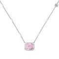 wholesale S925 Sterling Silver Wedding Style European and American Women's Exquisite Cubic Shape 8A Ice-Cut Pink Yellow Zircon Collarbone Necklace-0-5