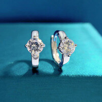 wholesale New 925 Silver Jewelry Classic High-End Four-Prong D Color 50-Point Stud Earrings and Ear Clips-E230 Platinum &gt; 925 Silver