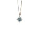 wholesale S925 Sterling Silver Four-Prong Necklace for Women New French Style Aquamarine Blue Topaz Embedded Collarbone Chain-0-4