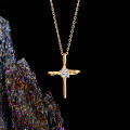 S925 Silver Hip-Hop Cross Pendant Necklace with Moissanite, Street Style-0-1