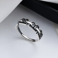 wholesale S925 Sterling Silver Retro Korean Style Letter B Resin Drop Ring, Internet Famous Personalized Fashion Trendy Index Finger Ring-0-0