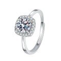 Sterling Silver Moissanite 1ct Square-Cut Ring Women's Adjustable-0-3