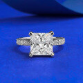 wholesale S925 Silver New 8*8 Princess Square Ring, Korean-style Trendy, Versatile Classic Four-prong Diamond Ring-0-0