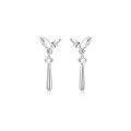 wholesale S925 Sterling Silver minimalist leaf tassel earrings for women, small and niche luxury design with a high-end feel, trending ear accessories-0-4