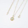 wholesale 925 Silver Gold-Plated Japanese Light Luxury Vintage Natural African Opal Pendant, Fresh and Classical Egg-Shaped Pendant Wholesale-0-1