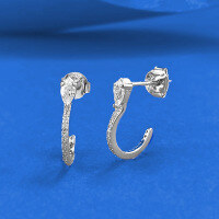 wholesale Metal: S925 Silver Zhu Zhifan Jewelry New Snake Earrings with Marquise Diamonds, Small and Exquisite, Elegant Curved Shape, Cross-Border Live Streaming Style-E655 Snake Earrings 925 Silver