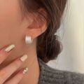 wholesale S925 Sterling Silver Matte Brushed Circular Line Earrings for Women, Korean Spring and Summer New Simple Hoop Earrings-0-0