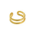 wholesale S925 Metal Double-Layer Minimalist Line Smooth Finish Open Adjustable Ring, Korean Version Ins Niche Style-0-5