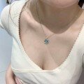 wholesale S925 Sterling Silver Women's Natural Jadeite A Material Weitian Blue Water Gourd Necklace Women's Full Diamond Simple Style Hot Wholesale-0-0