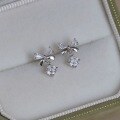 wholesale 925 Sterling Silver Sweet and Lovely Bow-shaped Stud Earrings with Inlaid Diamonds, Unique and Stylish Women's Jewelry M05126-0-3