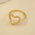wholesale Silver 25 Gold-Plated Openwork Heart Ring with Surrounding Accents, Petite and Elegant, for Live Streaming and Cross-Border Xiaohongshu-0-3