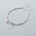 wholesale S925 silver pink bow heart pearl crushed silver chain trendy jewelry for women S7137-0-4