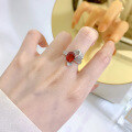 wholesale 925 Sterling Silver New Ruby Ring with 7*9 Oval Cut, Full Diamond Inlay, and Luxurious Vintage Design-0-3