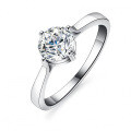 S925 Silver Moissanite Four-Prong Crown Engagement Ring for Women-0-2