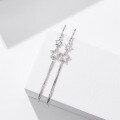wholesale S925 Silver Alloy Cross-Border Hot-Selling Creative Long Ear Hook with Zircon Star Ear Drop Fringe Trendy Earrings Wholesale-0-0