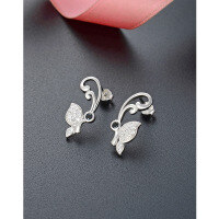 wholesale 925 Sterling Silver Butterfly Ear Studs Women Small and Fresh Design New Full Diamond Earrings Ins Style Elegant and High-End Sense Jewelry-Butterfly Earrings-with Plastic Earplugs 925 Silver