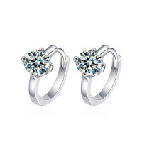 S925 Sterling Silver Moissanite Classic Four-Prong Stud Earrings-Classic four-prong earrings (white gold)  1 carat + 1 carat moissanite