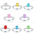 wholesale 925 Sterling Silver 15ct Oval Snowflake Cut Ring with Luxurious High-End Sense 6*8 Color Gemstone High-Carbon Diamond Women's Ring-0-0